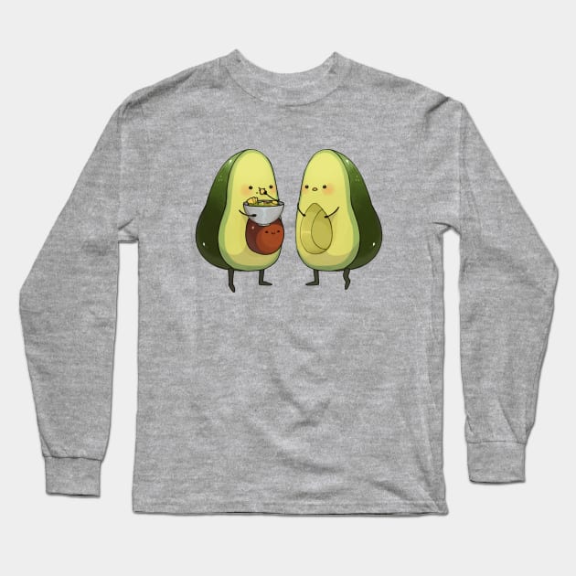 Incredibly Cute Avocado Eating Some Guacamole Long Sleeve T-Shirt by TheCuteStore